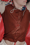 BASERANGE Long-sleeved patchwork top T-shirt series Portugal BAS-TOGN-CG-AU23-SHAOHONG Burned pompom
